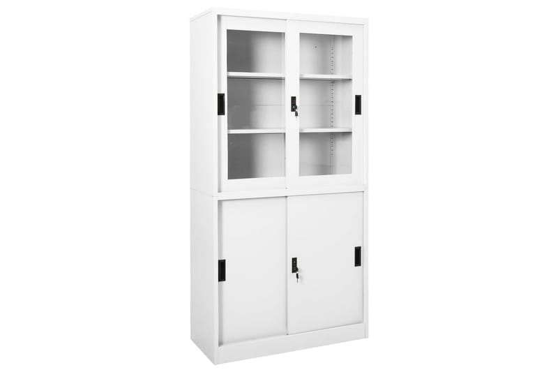 Kontorskap med skyvedør 90x40x180 cm stål hvit - Hvit - Oppbevaring - Skap - Oppbevaringsskap - Kontorskap - Dokumentskap
