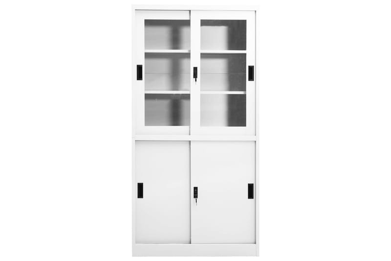 Kontorskap med skyvedør 90x40x180 cm stål hvit - Hvit - Oppbevaring - Skap - Oppbevaringsskap - Kontorskap - Dokumentskap