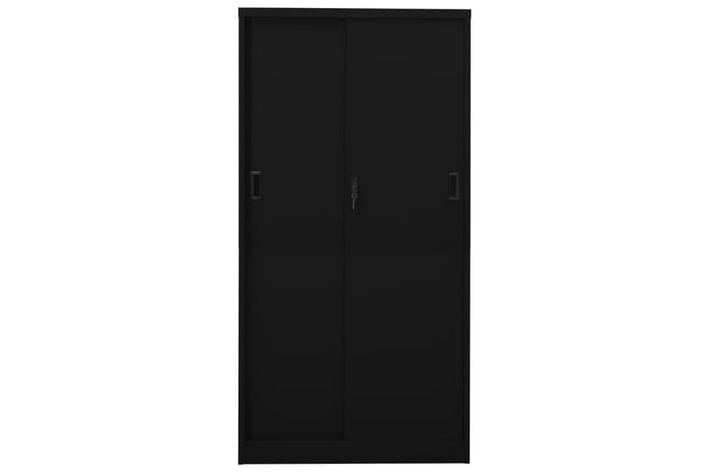 Kontorskap med skyvedør 90x40x180 cm stål svart - Svart - Oppbevaring - Skap - Oppbevaringsskap - Kontorskap - Dokumentskap