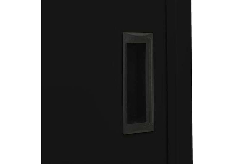 Kontorskap med skyvedør 90x40x180 cm stål svart - Svart - Oppbevaring - Skap - Oppbevaringsskap - Kontorskap - Dokumentskap
