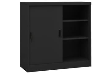 Kontorskap med skyvedør 90x40x90 cm stål antrasitt - Antrasittgrå - Oppbevaring - Skap - Oppbevaringsskap - Kontorskap - Dokumentskap