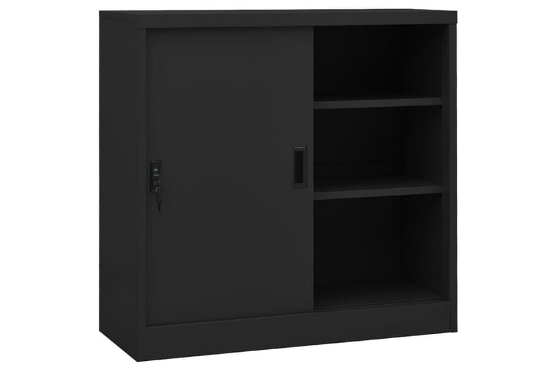 Kontorskap med skyvedør 90x40x90 cm stål antrasitt - Antrasittgrå - Oppbevaring - Skap - Oppbevaringsskap - Kontorskap - Dokumentskap