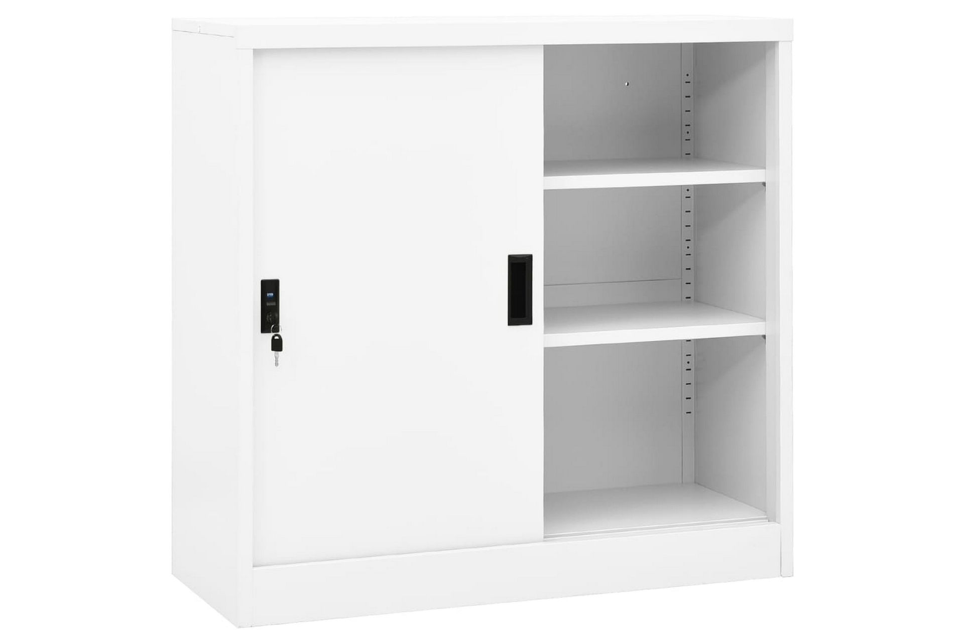 Kontorskap med skyvedør 90x40x90 cm stål hvit - Hvit - Oppbevaring - Skap - Oppbevaringsskap - Kontorskap - Dokumentskap