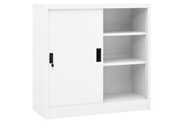 Kontorskap med skyvedør 90x40x90 cm stål hvit - Hvit - Oppbevaring - Skap - Oppbevaringsskap - Kontorskap - Dokumentskap