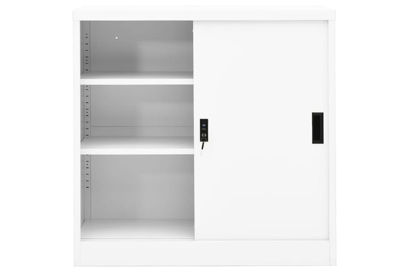 Kontorskap med skyvedør 90x40x90 cm stål hvit - Hvit - Oppbevaring - Skap - Oppbevaringsskap - Kontorskap - Dokumentskap