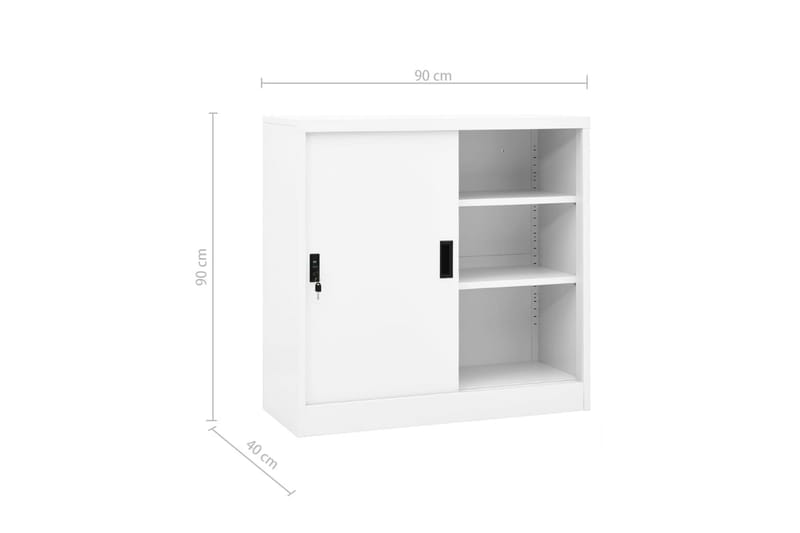 Kontorskap med skyvedør 90x40x90 cm stål hvit - Hvit - Oppbevaring - Skap - Oppbevaringsskap - Kontorskap - Dokumentskap