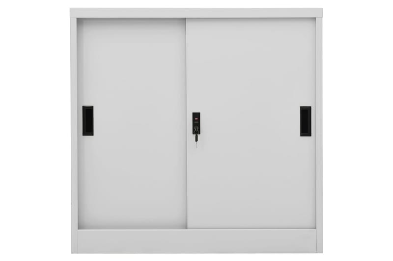Kontorskap med skyvedør 90x40x90 cm stål lysegrå - Grå - Oppbevaring - Skap - Oppbevaringsskap - Kontorskap - Dokumentskap