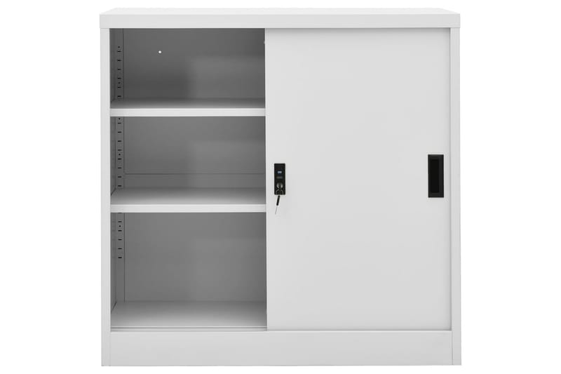Kontorskap med skyvedør 90x40x90 cm stål lysegrå - Grå - Oppbevaring - Skap - Oppbevaringsskap - Kontorskap - Dokumentskap