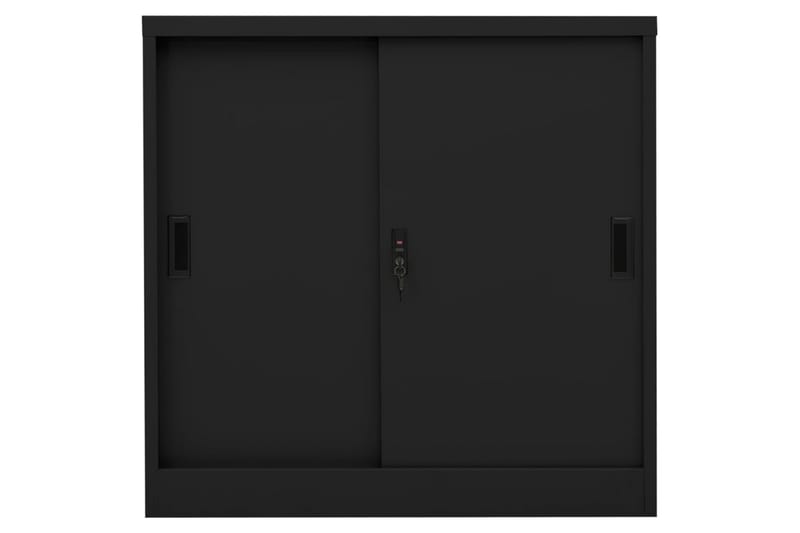 Kontorskap med skyvedør 90x40x90 cm stål svart - Svart - Oppbevaring - Skap - Oppbevaringsskap - Kontorskap - Dokumentskap