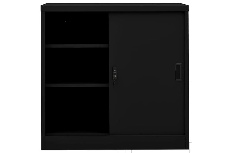 Kontorskap med skyvedør 90x40x90 cm stål svart - Svart - Oppbevaring - Skap - Oppbevaringsskap - Kontorskap - Dokumentskap