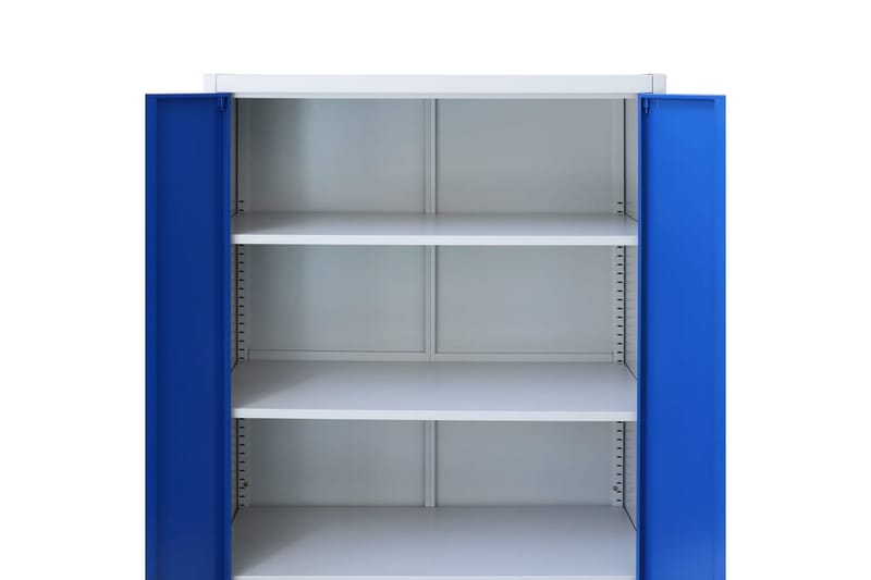 Kontorskap metall 90x40x140 cm grå og blå - Grå/Blå - Dokumentskap - Kontormøbler