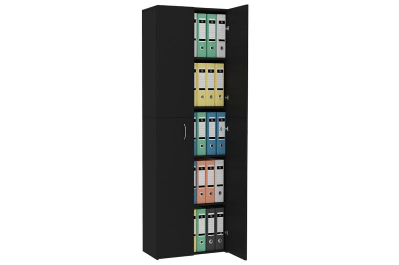 Kontorskap svart 60x32x190 cm sponplate - Svart - Oppbevaring - Skap - Oppbevaringsskap - Kontorskap - Dokumentskap