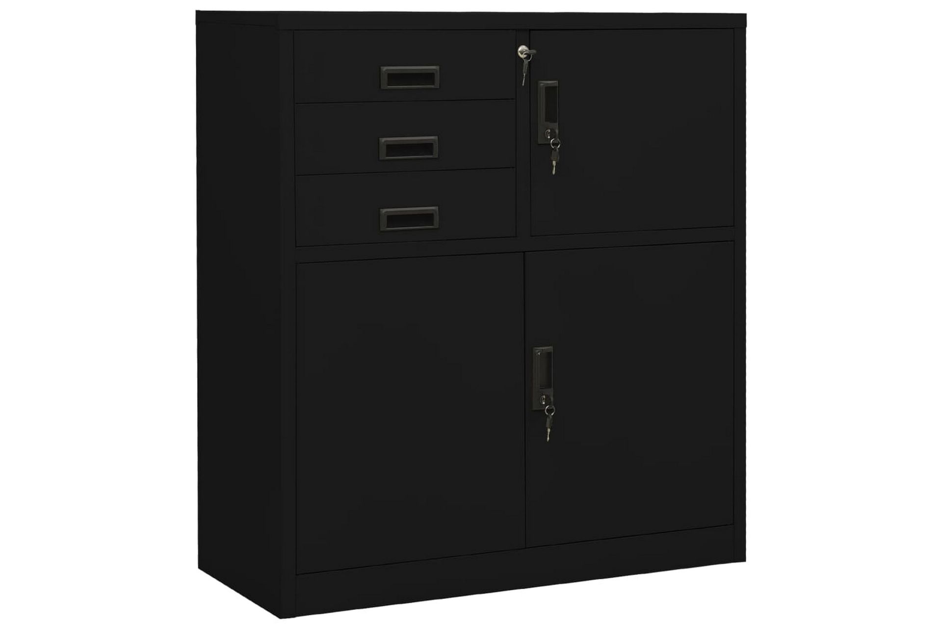 Kontorskap svart 90x40x102 cm stål - Svart - Oppbevaring - Skap - Oppbevaringsskap - Kontorskap - Dokumentskap