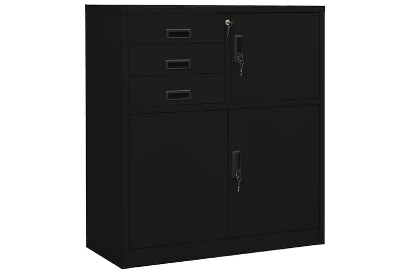 Kontorskap svart 90x40x102 cm stål - Svart - Oppbevaring - Skap - Oppbevaringsskap - Kontorskap - Dokumentskap