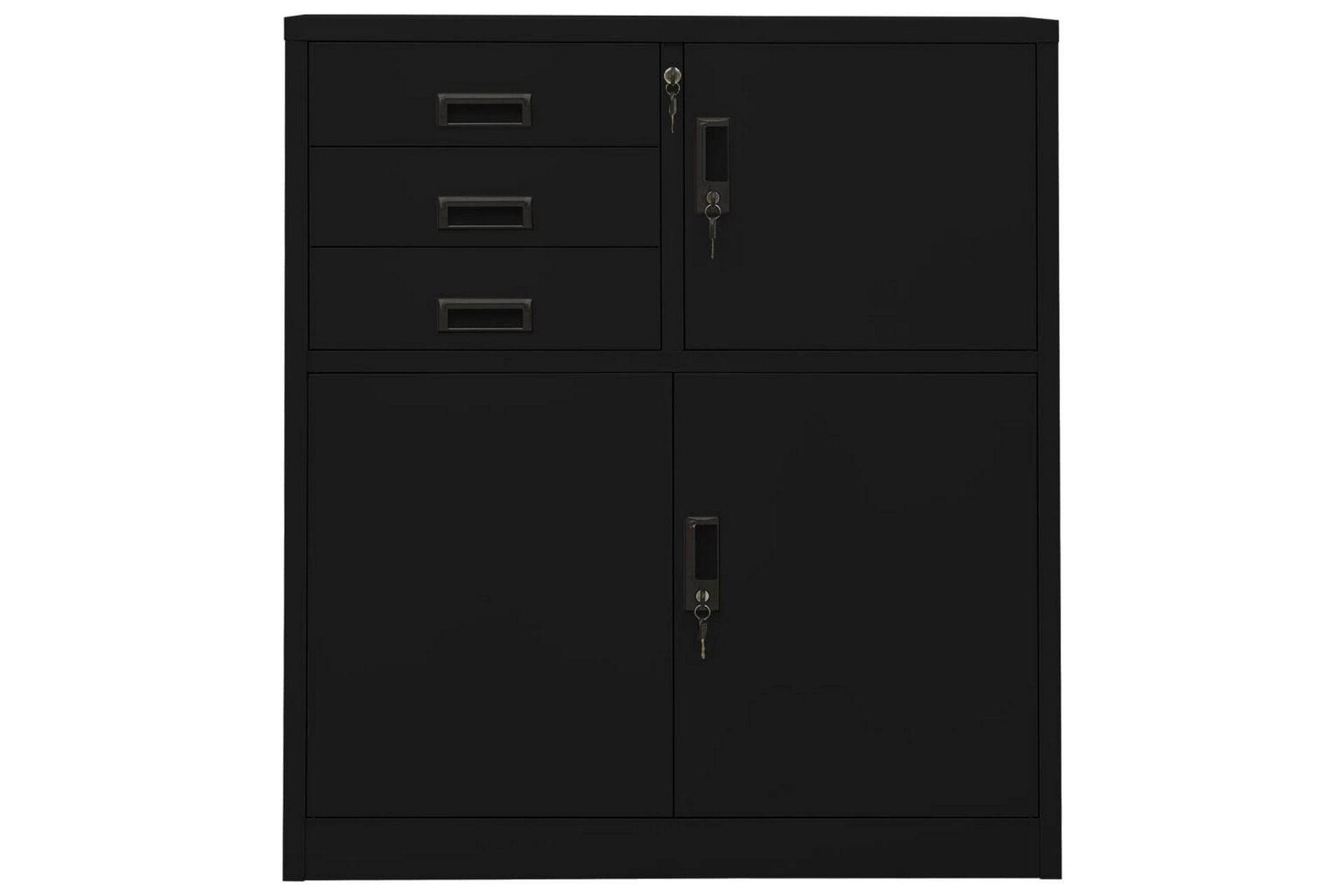 Kontorskap svart 90x40x102 cm stål - Svart - Oppbevaring - Skap - Oppbevaringsskap - Kontorskap - Dokumentskap