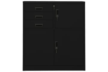 Kontorskap svart 90x40x102 cm stål - Svart - Oppbevaring - Skap - Oppbevaringsskap - Kontorskap - Dokumentskap