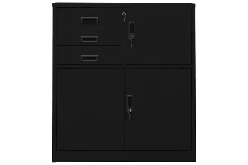 Kontorskap svart 90x40x102 cm stål - Svart - Oppbevaring - Skap - Oppbevaringsskap - Kontorskap - Dokumentskap