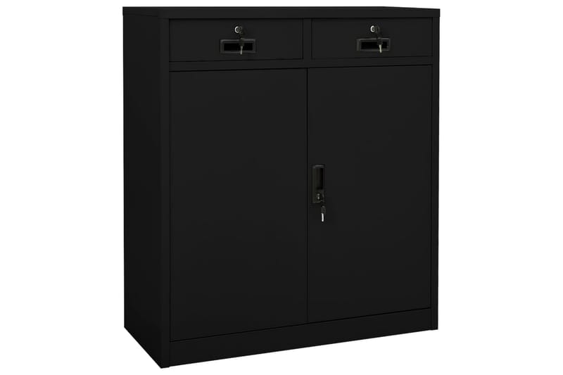 Kontorskap svart 90x40x102 cm stål - Svart - Oppbevaring - Skap - Oppbevaringsskap - Kontorskap - Dokumentskap