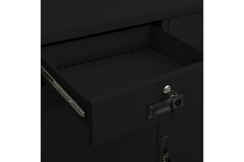Kontorskap svart 90x40x102 cm stål - Svart - Oppbevaring - Skap - Oppbevaringsskap - Kontorskap - Dokumentskap