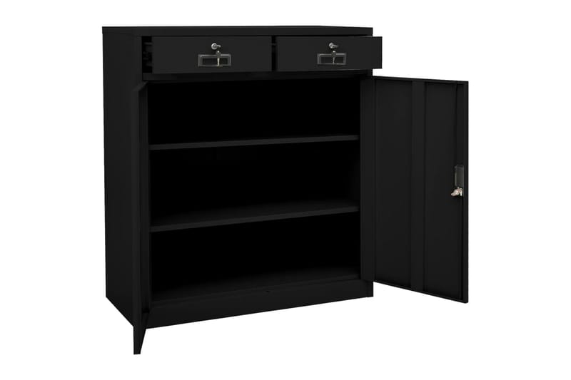 Kontorskap svart 90x40x102 cm stål - Svart - Oppbevaring - Skap - Oppbevaringsskap - Kontorskap - Dokumentskap
