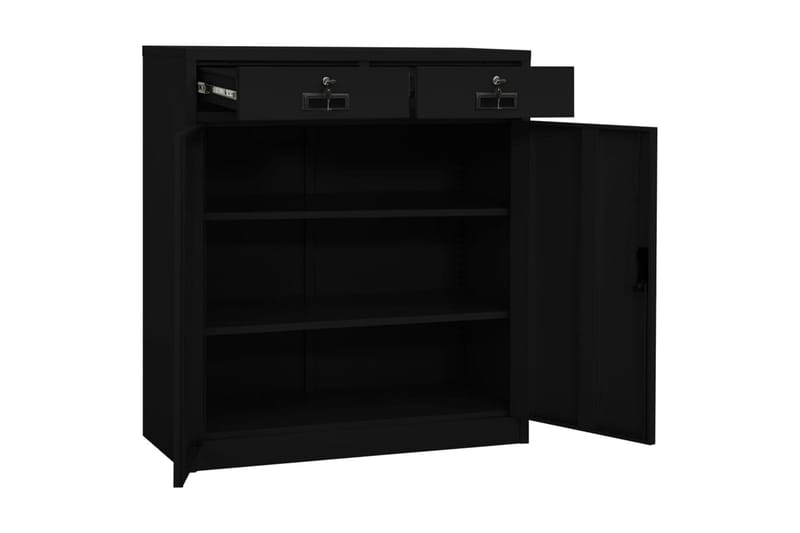 Kontorskap svart 90x40x102 cm stål - Svart - Oppbevaring - Skap - Oppbevaringsskap - Kontorskap - Dokumentskap