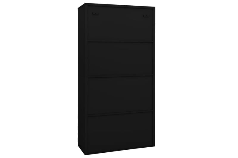 Kontorskap svart 90x40x180 cm stål og herdet glass - Svart - Oppbevaring - Skap - Oppbevaringsskap - Kontorskap - Dokumentskap