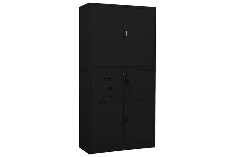 Kontorskap svart 90x40x180 cm stål - Svart - Oppbevaring - Skap - Oppbevaringsskap - Kontorskap - Dokumentskap