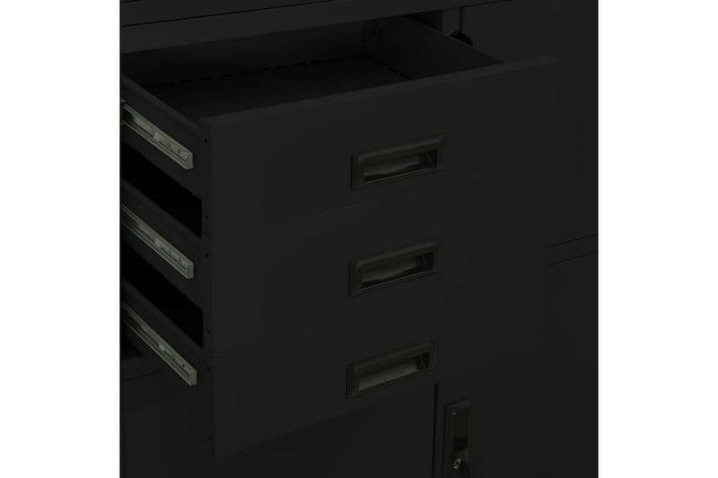 Kontorskap svart 90x40x180 cm stål - Svart - Oppbevaring - Skap - Oppbevaringsskap - Kontorskap - Dokumentskap