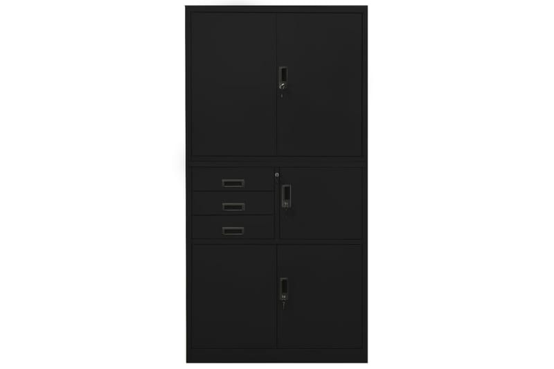 Kontorskap svart 90x40x180 cm stål - Svart - Oppbevaring - Skap - Oppbevaringsskap - Kontorskap - Dokumentskap