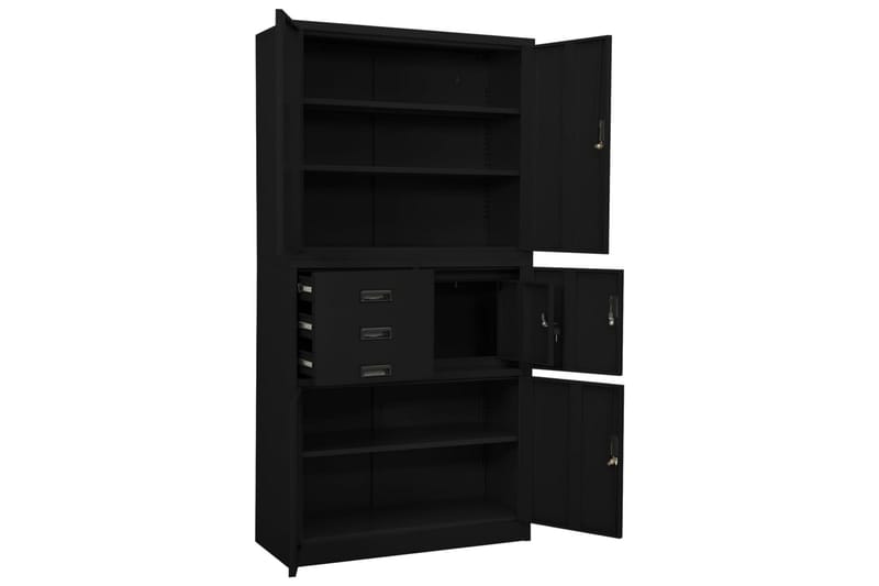 Kontorskap svart 90x40x180 cm stål - Svart - Oppbevaring - Skap - Oppbevaringsskap - Kontorskap - Dokumentskap