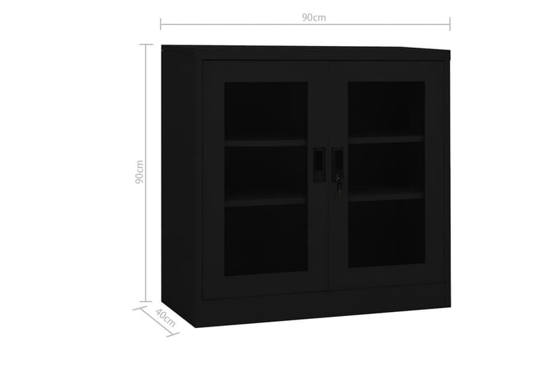 Kontorskap svart 90x40x90 cm stål - Svart - Oppbevaring - Skap - Oppbevaringsskap - Kontorskap - Dokumentskap