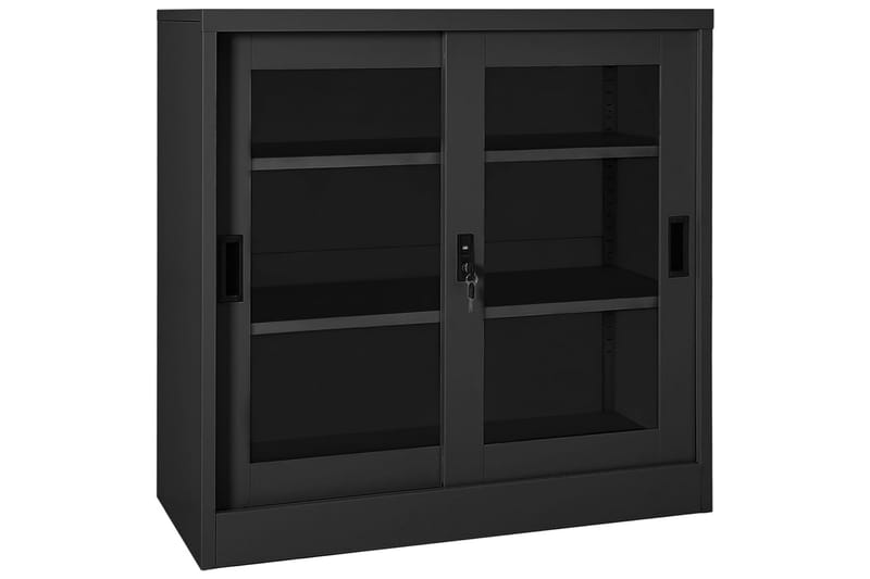 Skap med skyvedør 90x40x90 cm stål antrasitt - Antrasittgrå - Oppbevaring - Skap - Oppbevaringsskap - Kontorskap - Dokumentskap