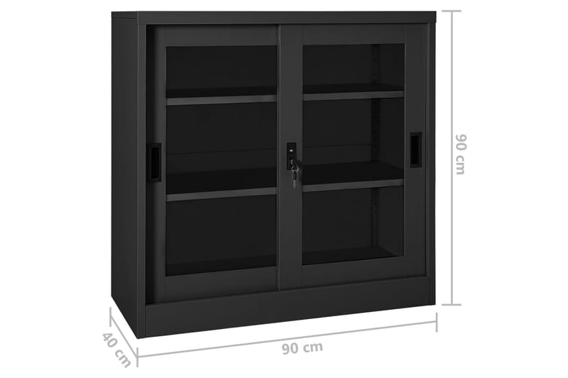 Skap med skyvedør 90x40x90 cm stål antrasitt - Antrasittgrå - Oppbevaring - Skap - Oppbevaringsskap - Kontorskap - Dokumentskap