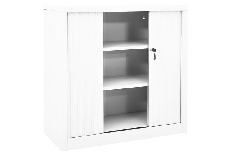Skap med skyvedør 90x40x90 cm stål hvit - Hvit - Oppbevaring - Skap - Oppbevaringsskap - Kontorskap - Dokumentskap