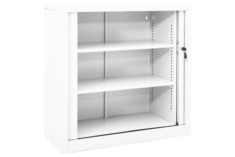 Skap med skyvedør 90x40x90 cm stål hvit - Hvit - Oppbevaring - Skap - Oppbevaringsskap - Kontorskap - Dokumentskap