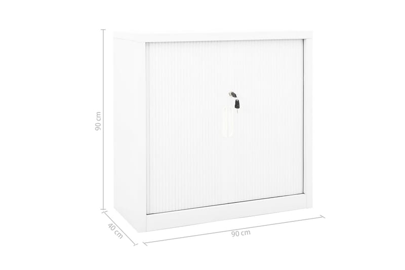 Skap med skyvedør 90x40x90 cm stål hvit - Hvit - Oppbevaring - Skap - Oppbevaringsskap - Kontorskap - Dokumentskap