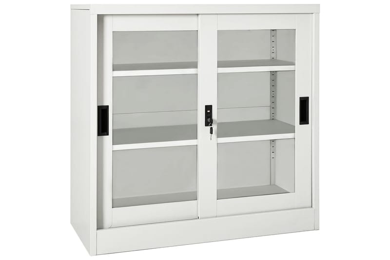 Skap med skyvedør 90x40x90 cm stål lysegrå - Grå - Oppbevaring - Skap - Oppbevaringsskap - Kontorskap - Dokumentskap