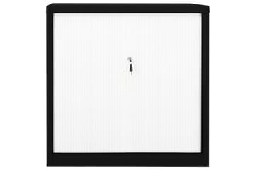 Skap med skyvedør 90x40x90 cm stål svart og hvit - Svart - Oppbevaring - Skap - Oppbevaringsskap - Kontorskap - Dokumentskap