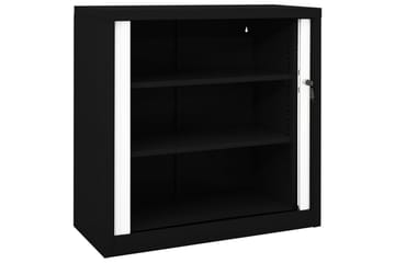 Skap med skyvedør 90x40x90 cm stål svart og hvit - Svart - Oppbevaring - Skap - Oppbevaringsskap - Kontorskap - Dokumentskap