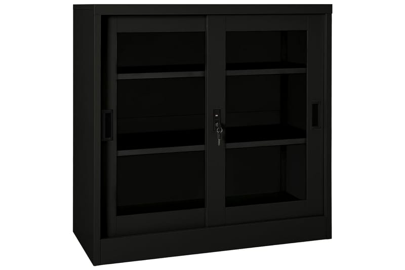 Skap med skyvedør 90x40x90 cm stål svart - Svart - Oppbevaring - Skap - Oppbevaringsskap - Kontorskap - Dokumentskap