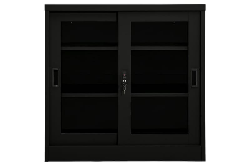 Skap med skyvedør 90x40x90 cm stål svart - Svart - Oppbevaring - Skap - Oppbevaringsskap - Kontorskap - Dokumentskap