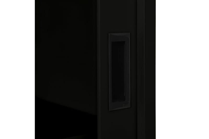 Skap med skyvedør 90x40x90 cm stål svart - Svart - Oppbevaring - Skap - Oppbevaringsskap - Kontorskap - Dokumentskap