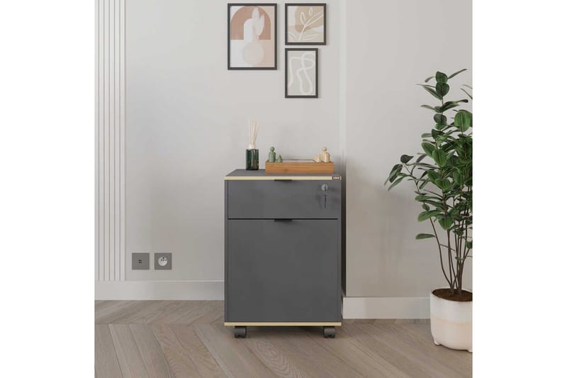 Flerbruks Kapasitetskap Noriorsteadra Antrasitt / Eik - Gråfarget tre/Antrasitt - Oppbevaring - Oppbevaringsmøbler - Kommode - Skuffeseksjon