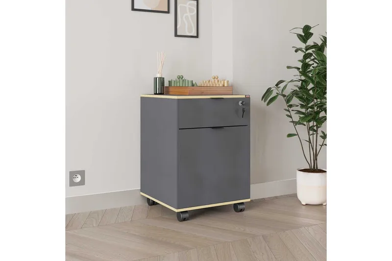 Flerbruks Kapasitetskap Noriorsteadra Antrasitt / Eik - Gråfarget tre/Antrasitt - Oppbevaring - Oppbevaringsmøbler - Kommode - Skuffeseksjon