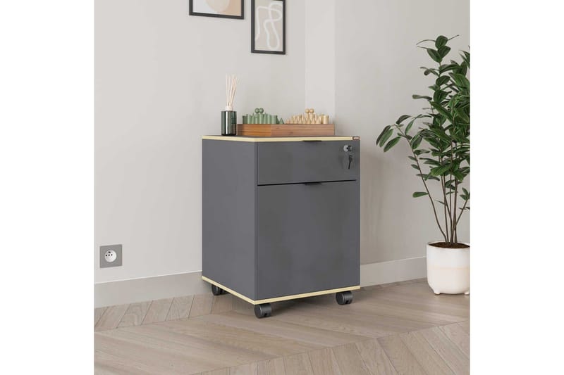 Flerbruks Kapasitetskap Noriorsteadra Antrasitt / Eik - Gråfarget tre/Antrasitt - Oppbevaring - Oppbevaringsmøbler - Kommode - Skuffeseksjon