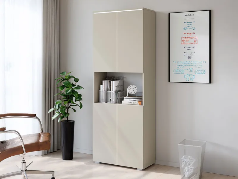 garderobeskap NO_BRAND Dokumentskap VERA 70 + LED beige - Oppbevaring - Skap - Oppbevaringsskap - Kontorskap - Dokumentskap