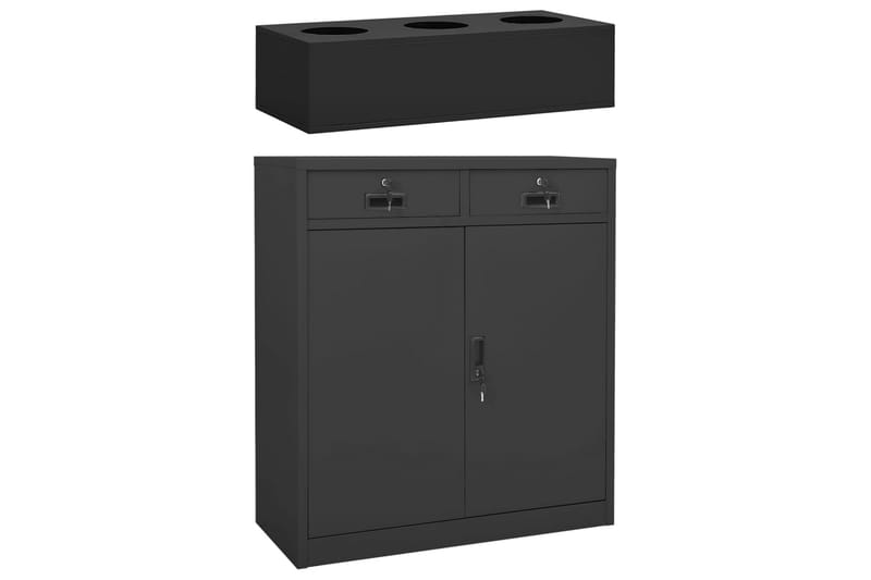 Kontorskap med plantekasse antrasitt 90x40x125 cm stål - Antrasittgrå - Oppbevaring - Skap - Oppbevaringsskap - Kontorskap - Dokumentskap