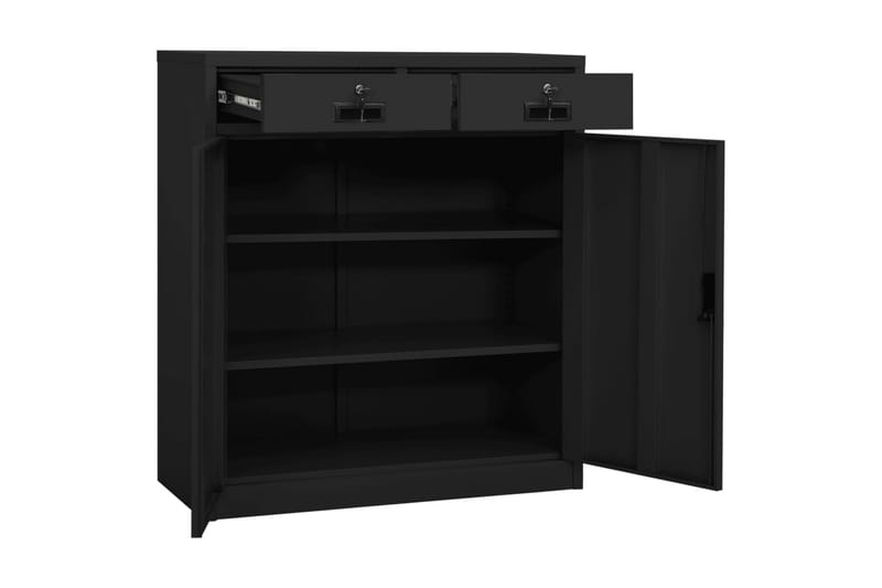 Kontorskap med plantekasse antrasitt 90x40x125 cm stål - Antrasittgrå - Oppbevaring - Skap - Oppbevaringsskap - Kontorskap - Dokumentskap