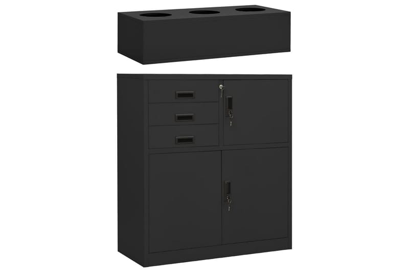 Kontorskap med plantekasse antrasitt 90x40x125 cm stål - Antrasittgrå - Oppbevaring - Skap - Oppbevaringsskap - Kontorskap - Dokumentskap