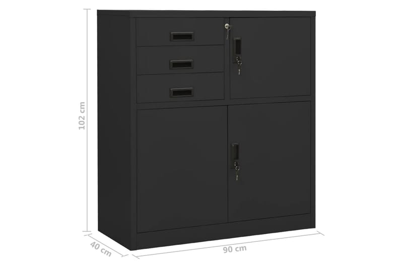 Kontorskap med plantekasse antrasitt 90x40x125 cm stål - Antrasittgrå - Dokumentskap - Kontormøbler